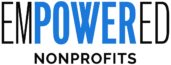 Logo for Empowered Non Profits organisation, with the word Power highlighted in bright blue text so that it stands out.